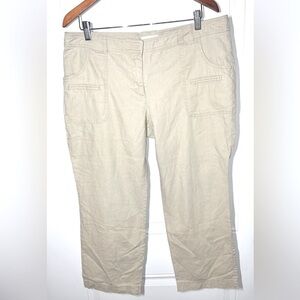 New York & Co. Linen blend cropped tan pants size 14 women’s